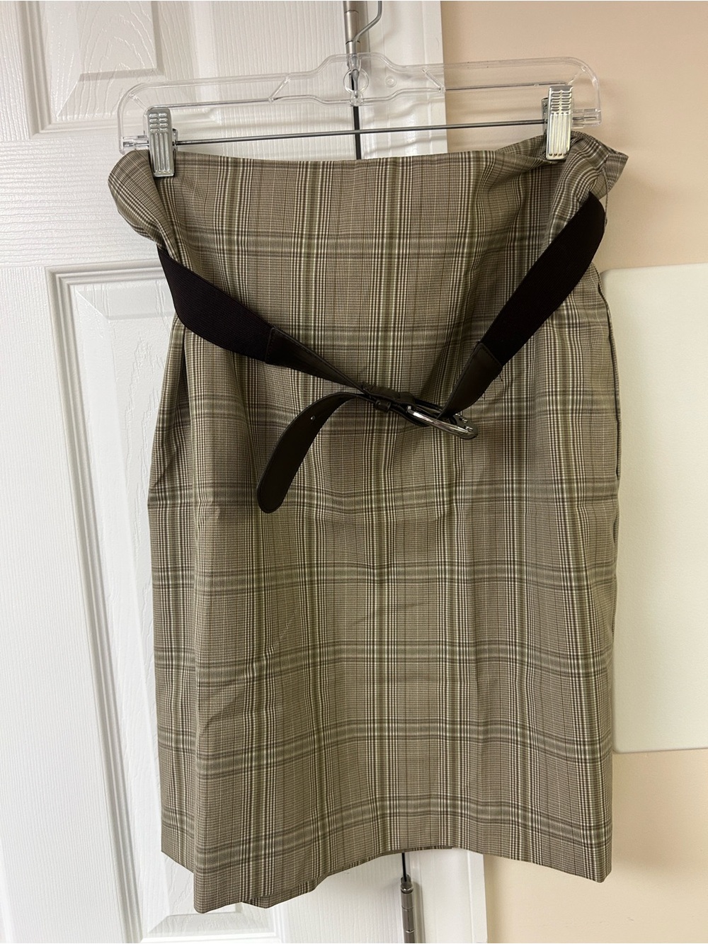 NWT Vtg 90s Dress Barn Plaid Midi Pencil Skirt With Belt